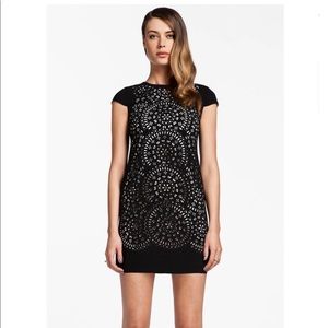 Cynthia Steffe Black White Laser Cut Sheath Dress